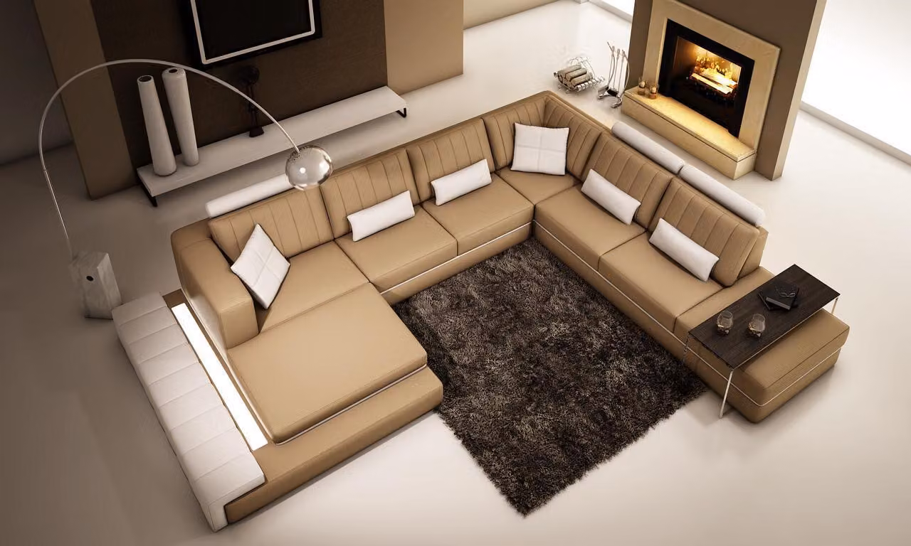 XXL Wohnlandschaft Design Ecken Polster Sofa Couch Leder Sofas Garnitur U-Form