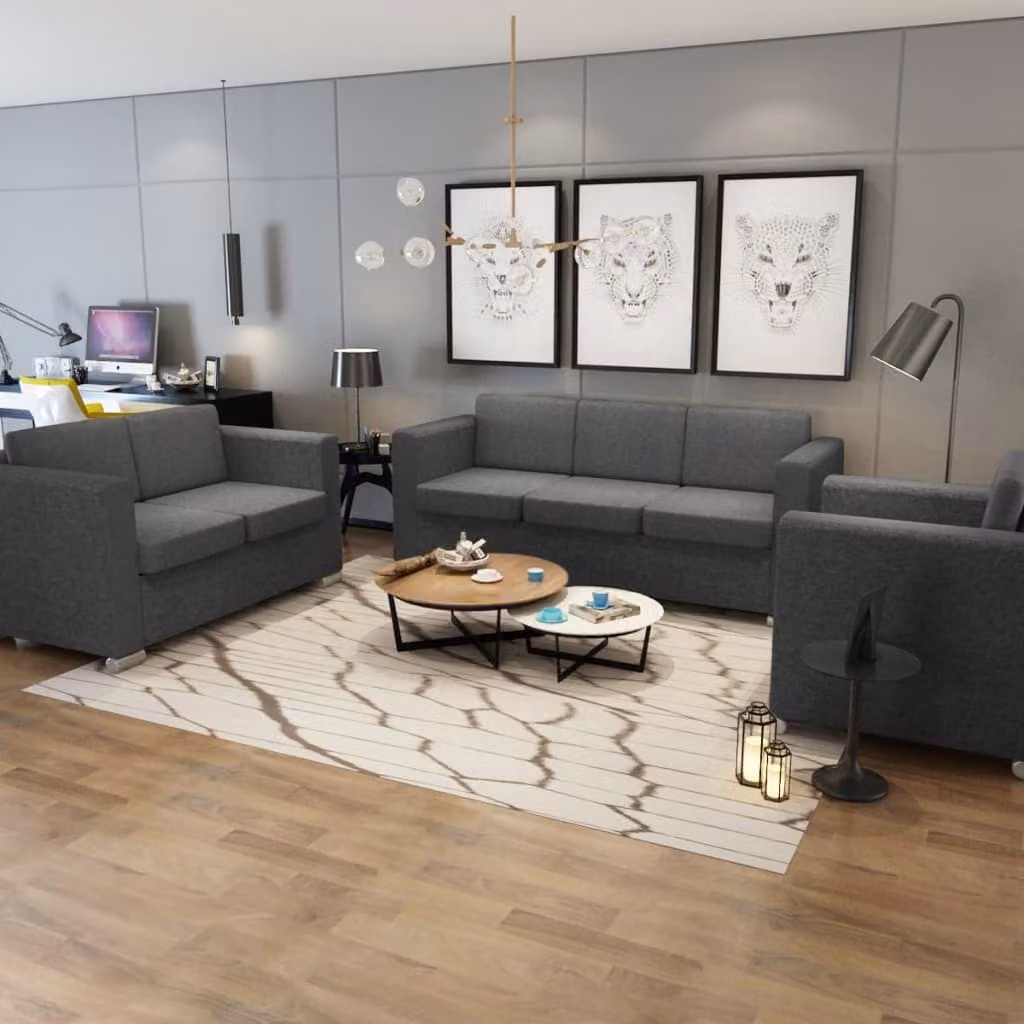 Maison Exclusive - 3 Pz Set di Divani in Stoffa Grigio Scuro
