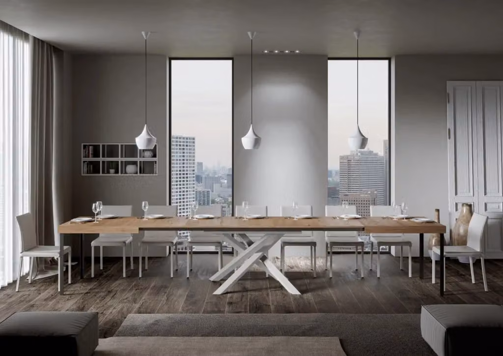 Tavolo allungabile moderno Itamoby in finitura quercia natura con telaio bianco L/P: 180 x 90 cm, estensibile fino a 440 cm – 2