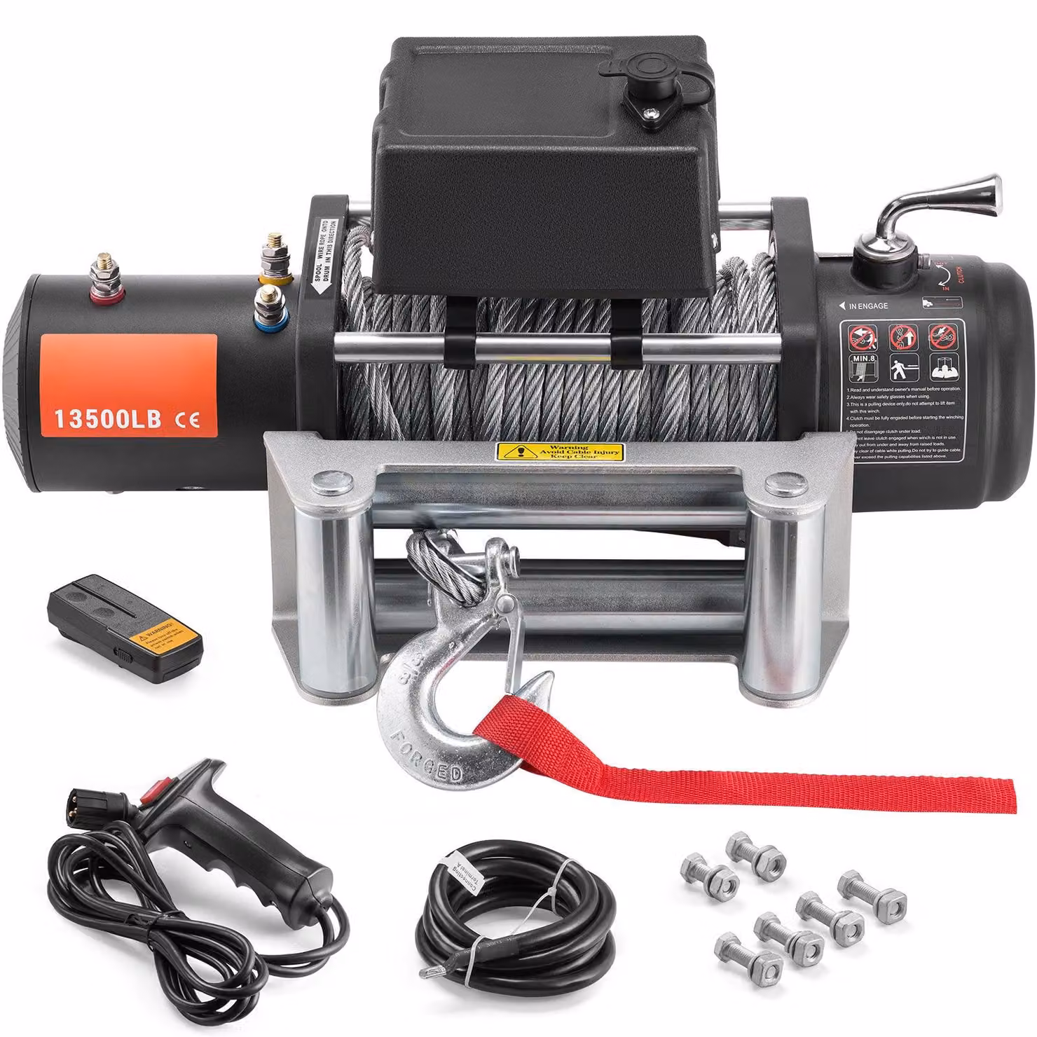 Verricello elettrico - Verricello per cavi - Motorizzazione per verricello - Verricello motorizzato - Verricello per fuoristrada - 12V, capacità di traino: 6123 kg