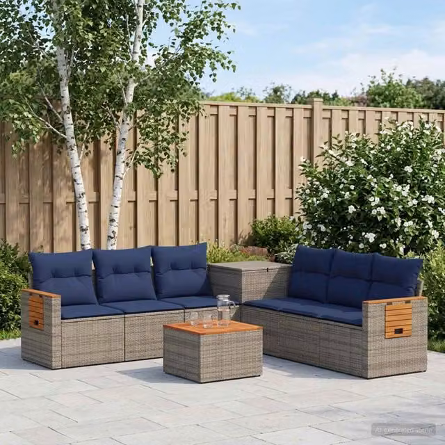 Set di divani 8 pz Grigio e Blu Navy 55 x 55 x 37 cm 3448595