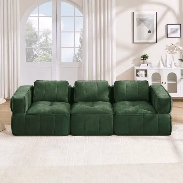 Divano 3 posti ¨C Minimal ¨C verde tessuto morbido