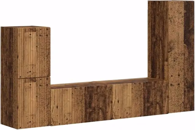 Set mobile TV 4 pz | Armadietto TV | Mobile Porta TV Legno vecchio Legno multistrato