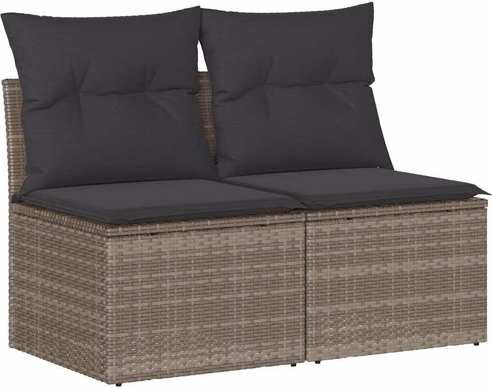 Set Divano Giardino 2 pz con Cuscini Grigio Polyrattan Acacia