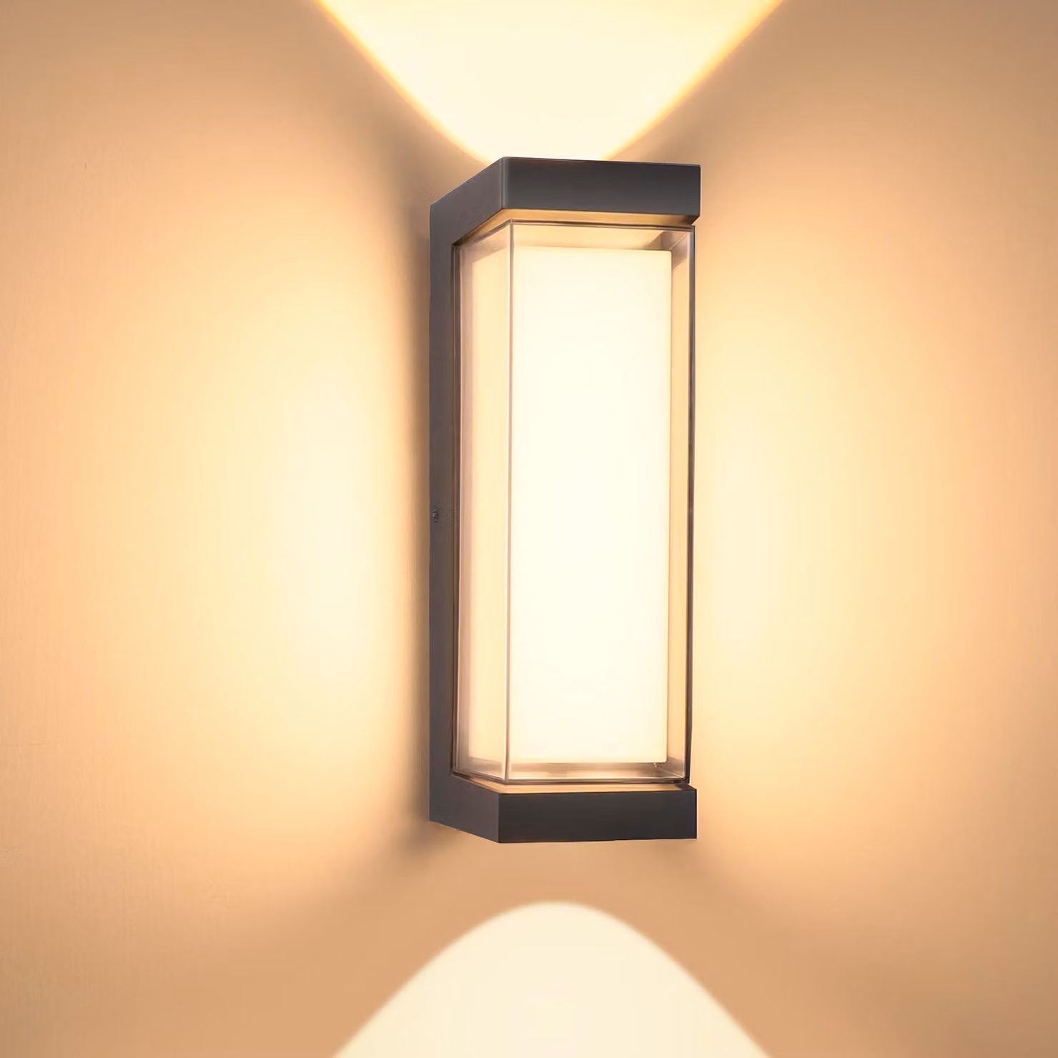 Lampada da parete esterna, grado di protezione IP65, alluminio, luce bianco caldo 3000K, 3000 lumen, colore antracite