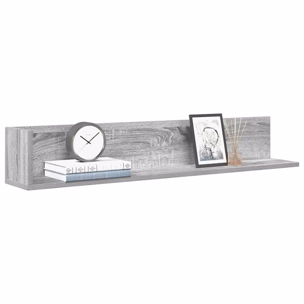 Set di 2 mensole da parete vidaXL in MDF color Grigio Sonoma, L 100 x P 16,5 x H 16,5 cm