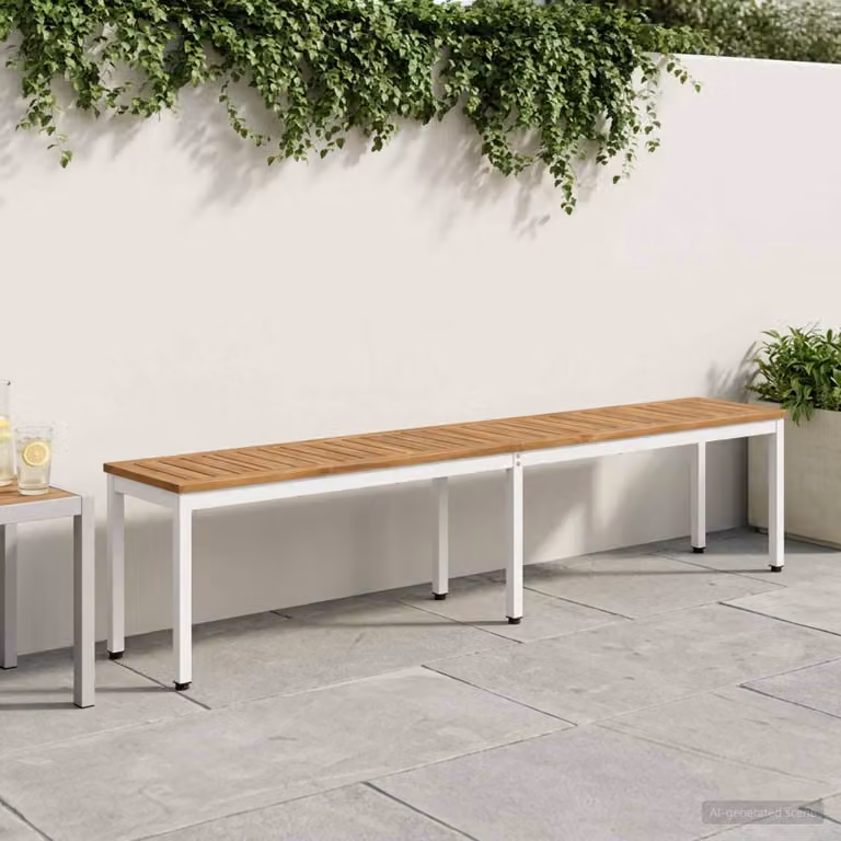Panchina da giardino vidaXL in legno di acacia massello stile rustico, L 201 x P 35 x H 45 cm