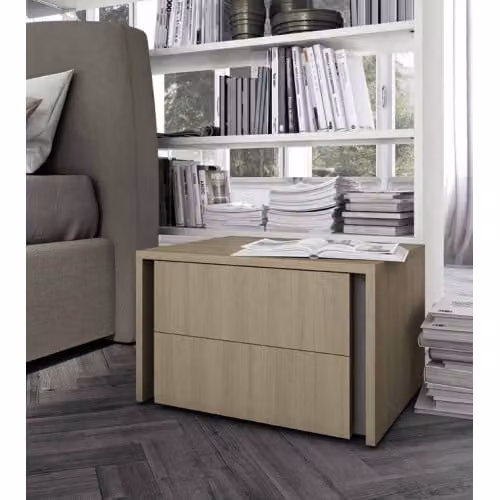 Comodino moderno Chic Colombini Casa in legno beige con cassetti soft close, L: 45,0 cm, P: 34,5 cm, H: 54,6 cm