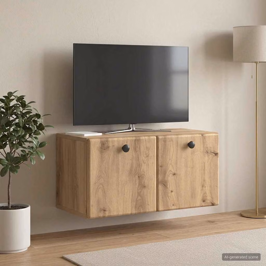 vidaXL Mobile Porta TV da Muro Moderno in Rovere, L: 59,5 cm, P: 31 cm, H: 30 cm