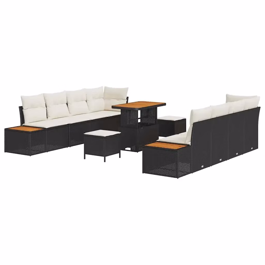 vidaXL Set Divano da Giardino Moderno a Forma di U con 11 Pezzi, Nero – 2