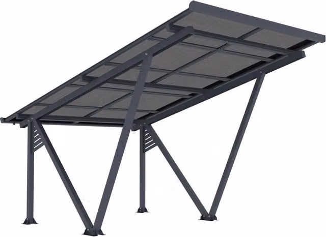 Carport Habitat et Jardin con pannelli fotovoltaici e grondaia, Grigio, L: 575 cm, P: 366 cm, H: 366 cm – 1