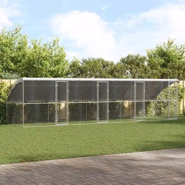 Set di 4 cuccie per cani vidaXL in metallo argentato resistente alle intemperie per giardino e terrazza