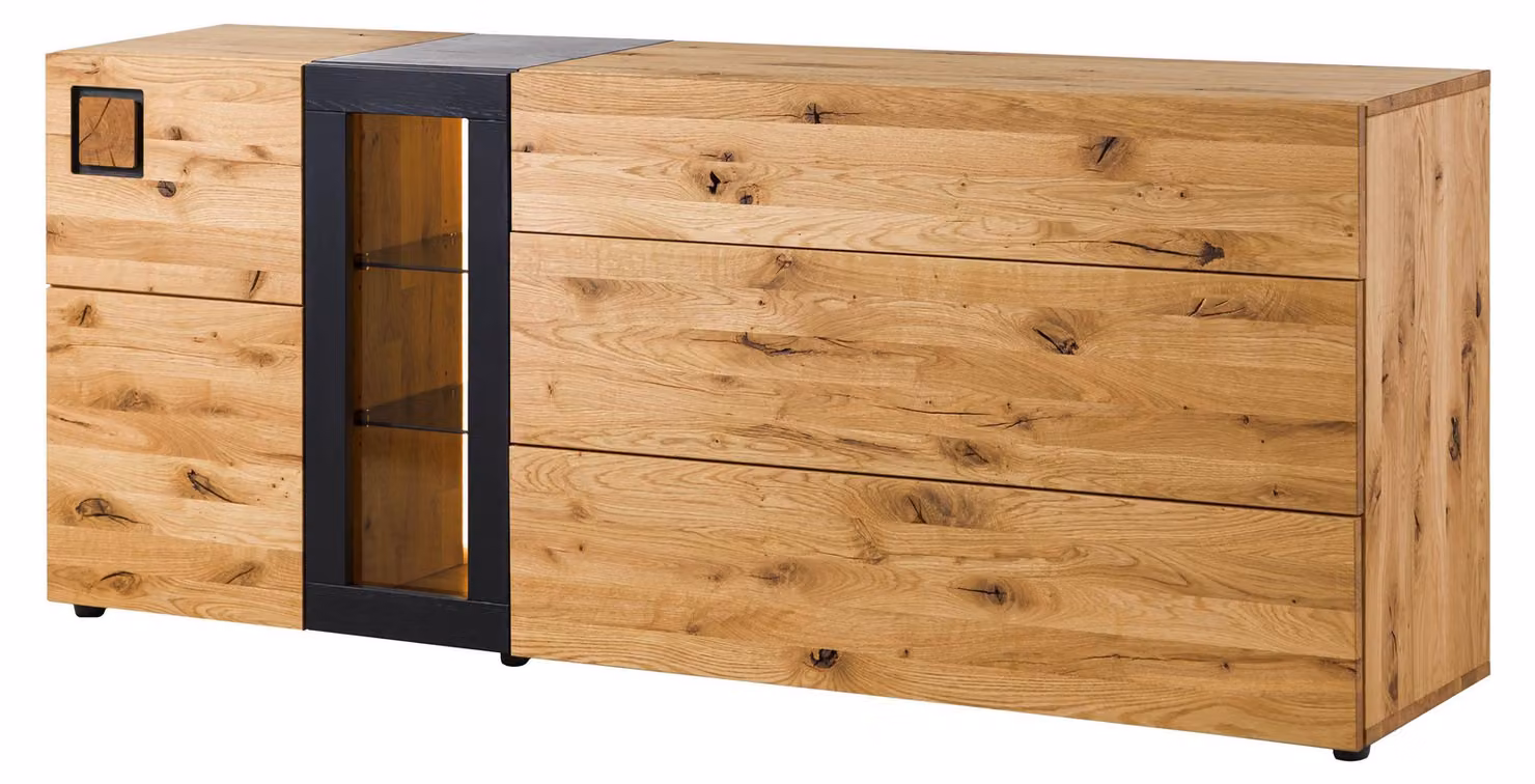 MASSIVMOEBEL24 | Credenza in legno di quercia selvatica 180x44x80 laccato / oliato naturale KITZBÜHEL #132