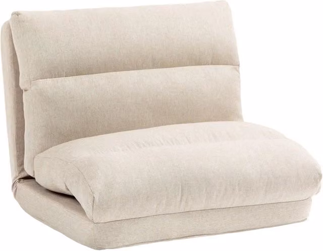 Sedia a pavimento pieghevole con schienale regolabile in 6 posizioni, imbottitura spessa, rivestimento effetto lino, 70 x 41 x 56 cm, beige