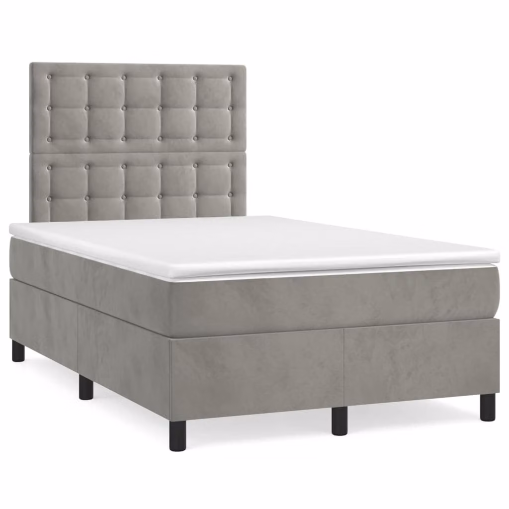 Letto Ibrido vidaXL in Velluto Grigio con Illuminazione LED e Porte USB, L/P: 120 x 200 cm