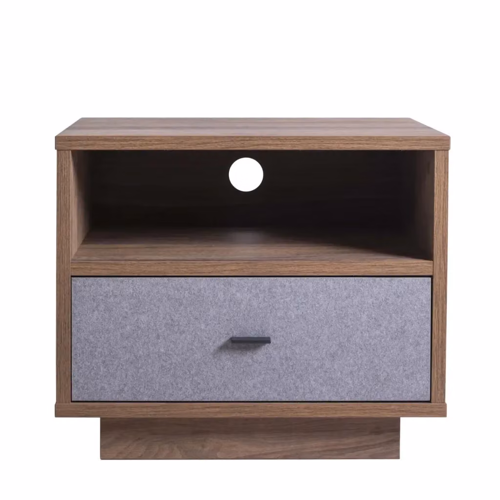 Comodino moderno IPERBRIKO con 1 cassetto, noce e grigio, L: 60 cm, P: 40 cm, H: 51 cm – 2