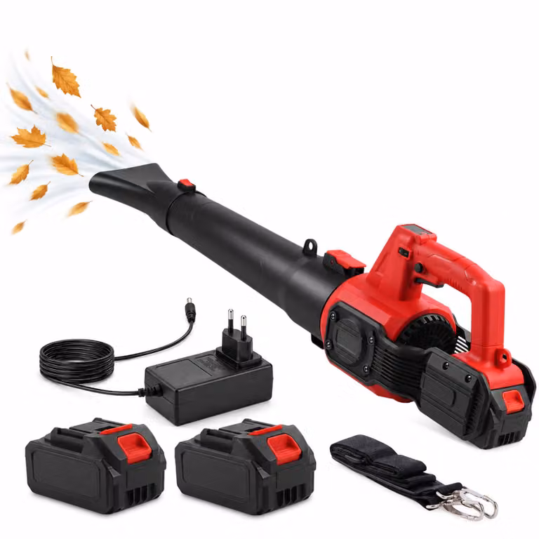 30.000 U/min, soffiante a batteria, 21V, 456 CFM, 130 MPH, motore brushless, 6 velocità, display, portatile, ideale per foglie, neve, giardino e cortile. Include 2 batterie