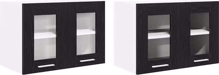Armadio pensile con porta 2 pcs Rovere Nero 60 x 31 x 40 cm