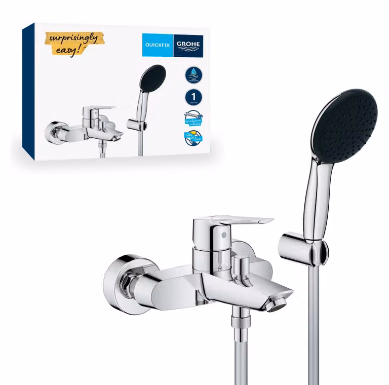 Miscelatore monocomando da parete con set doccia, attacco 1/2", cromato, soffione da 110 mm