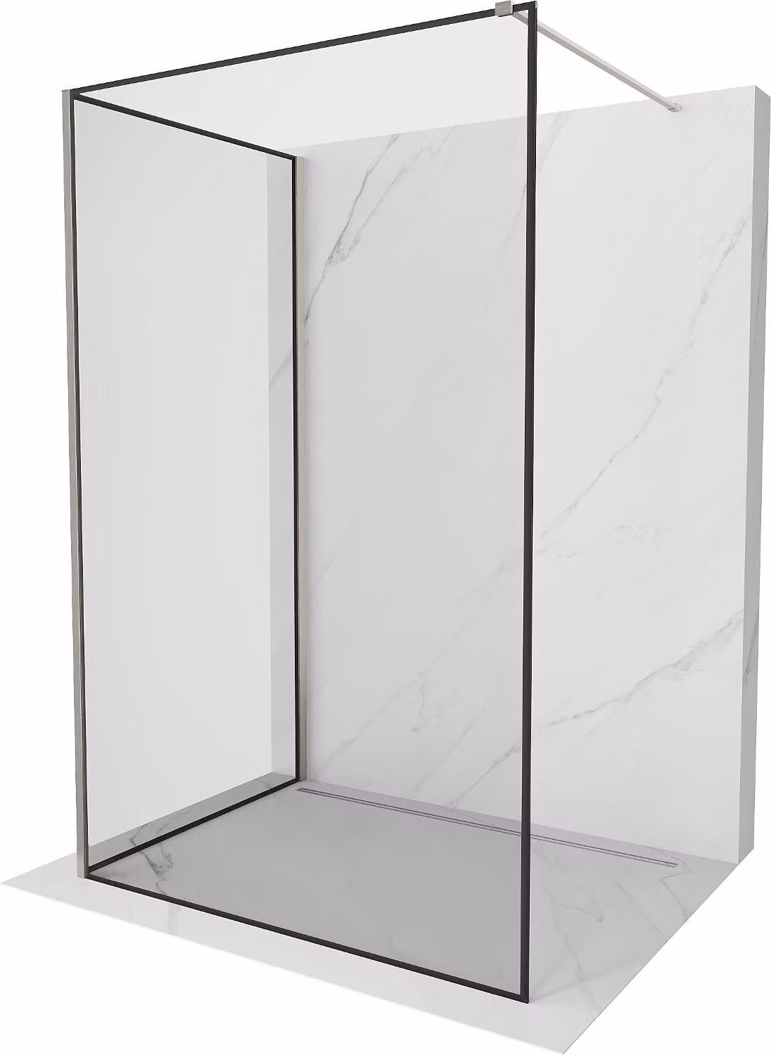 Mexen Kioto pannello doccia Walk-in 120 x 90 cm, cornice nera, nichel spazzolato - 800-120-212-97-70-090