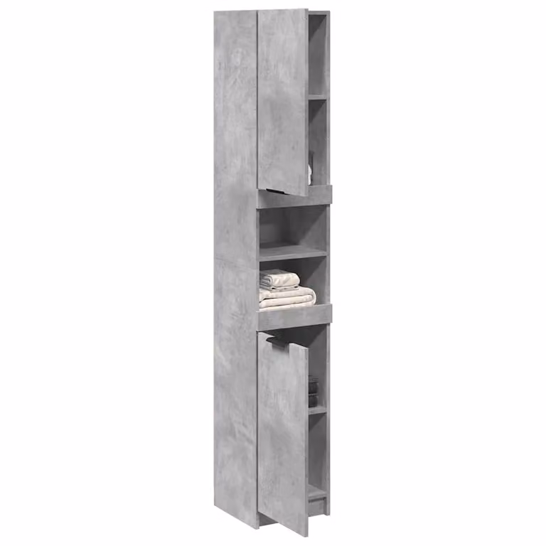 Mobile da bagno vidaXL moderno in legno multistrato e MDF, Grigio Cemento e Marrone, L 32 cm x P 34 cm x H 188,5 cm