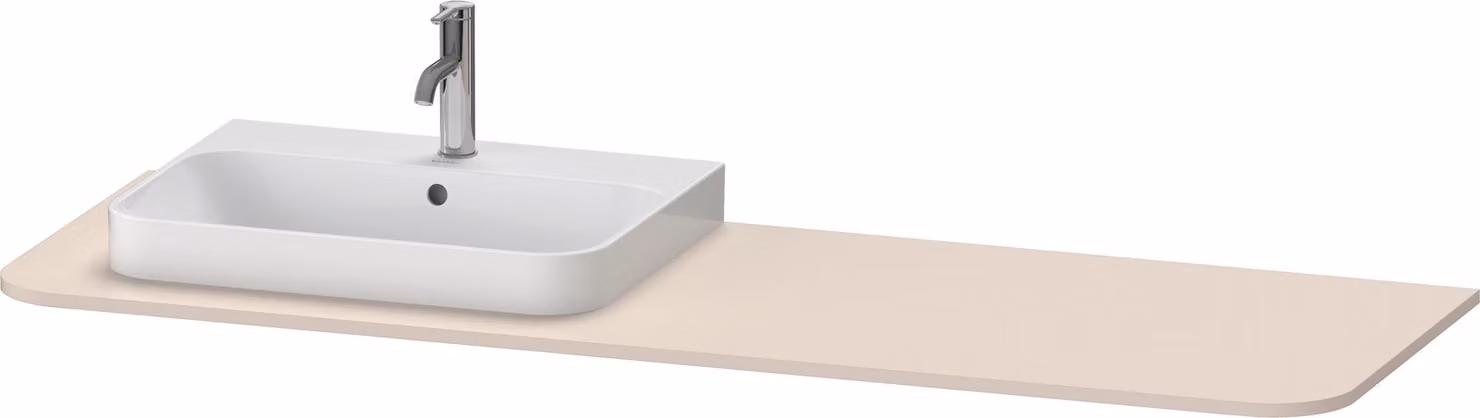 Console Duravit Happy D.2 Plus, 1600x550 mm, 1 découpe à gauche, pour meuble sous-lavabo HP4944, HP4963, HP4973, HP031HL8383, HP031HL8383
