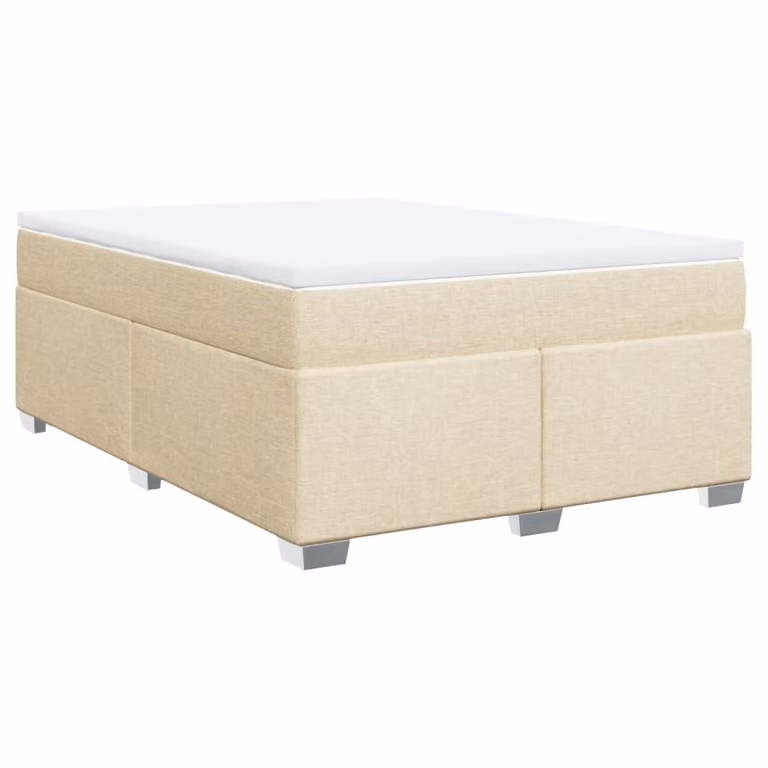 Giroletto a Molle con Materasso Crema 160x200 cm in Tessuto
