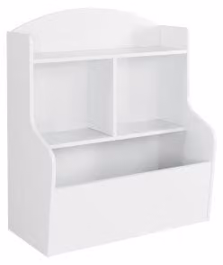 Organizzatore per giocattoli per bambini, mobiletto con contenitori, colore bianco, realizzato in MDF/pannello truciolare di alta qualità