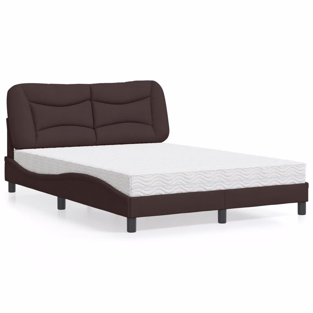 Letto con Materasso Hvar Marrone Scuro 140x190cm Tessuto