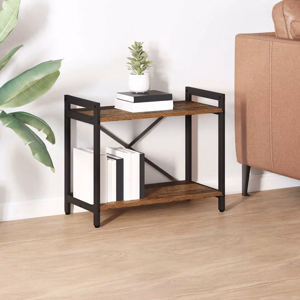 Libreria industrial vidaXL in legno e metallo, colore marrone e nero, L 60 cm x P 30 cm x H 50 cm