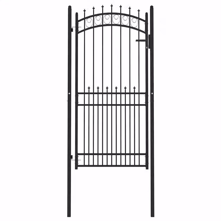 Cancello singolo a battente con punte EMMEN vidaXL in acciaio nero L: 100 cm, H: 200 cm