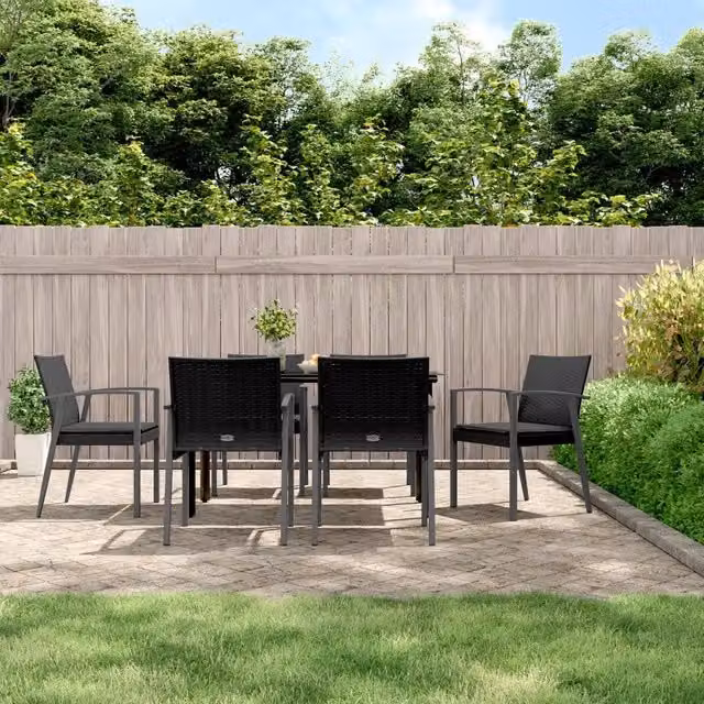 Set Pranzo da Giardino 7 pz con Cuscini in Polyrattan e Acciaio 3186992