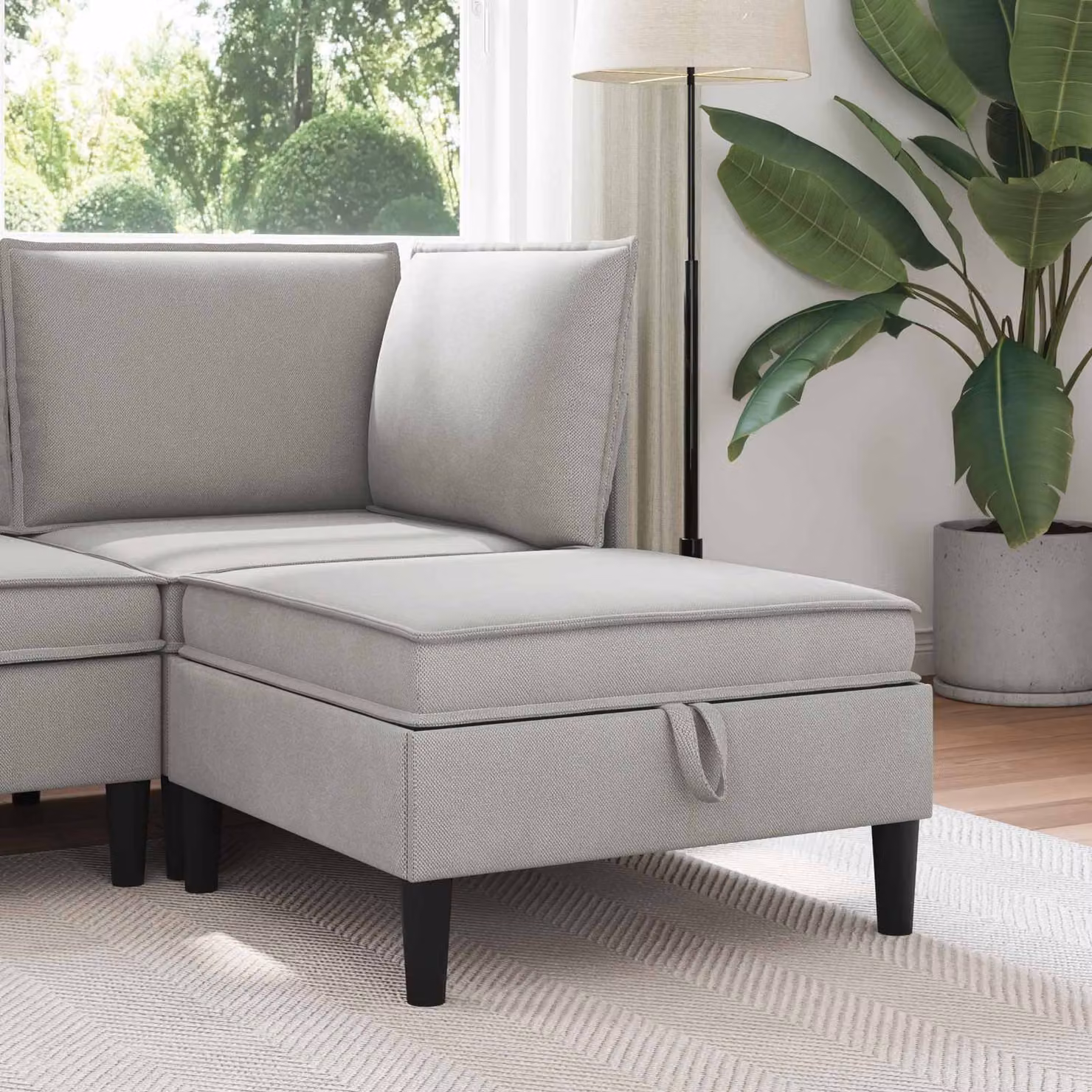 vidaXL Pouf con Storage in Velluto Grigio Chiaro per Soggiorno L: 70 cm, P: 40 cm, H: 40 cm