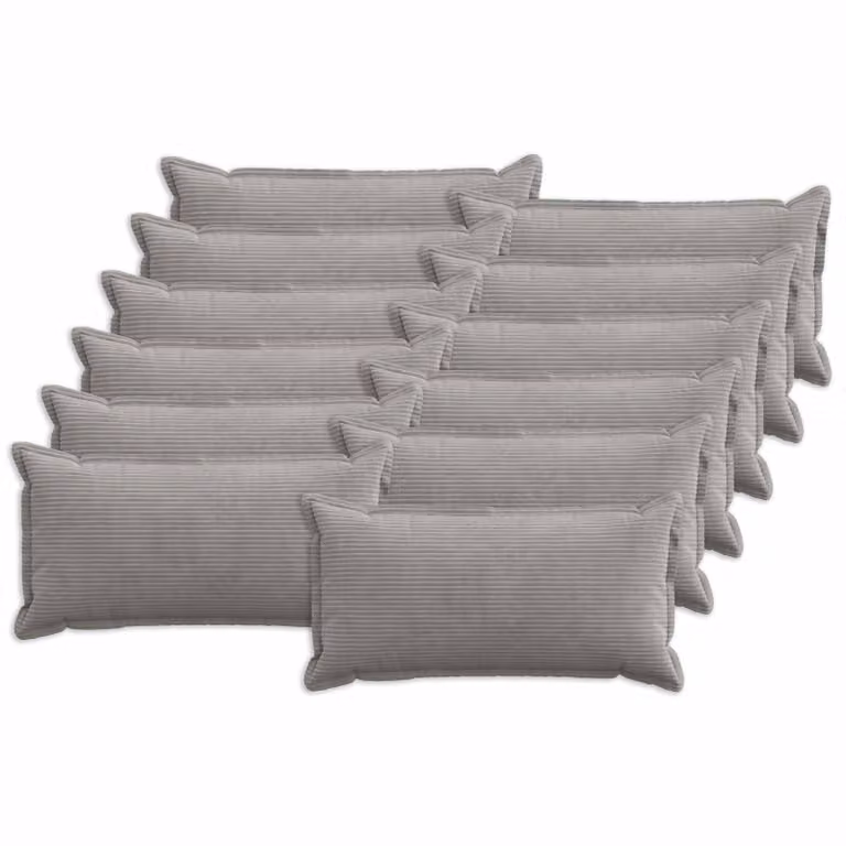 Set di 12 federe vidaXL HOUTEN in velluto a coste, Grigio Chiaro, L 40 cm x P 80 cm