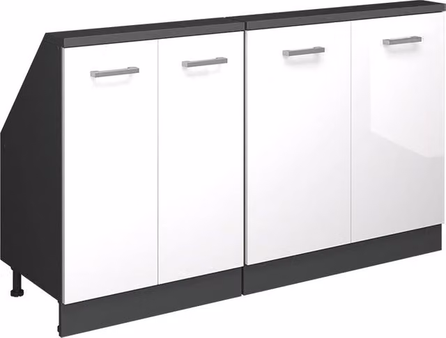 Set di mobili sottotetto Rion Bianco lucido/Antracite Set di 2 Vicco