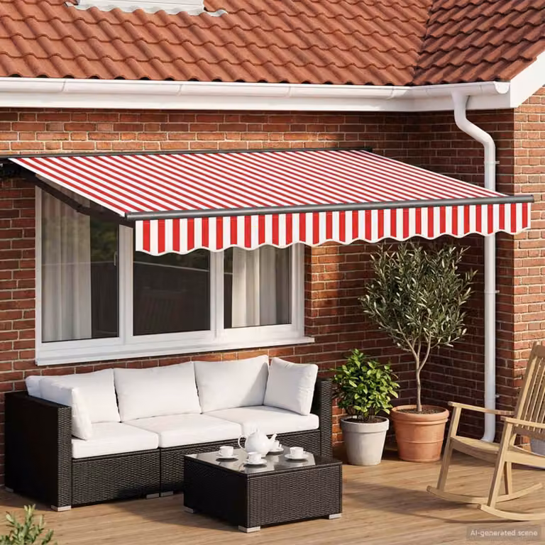Cornice per tenda manuale con LED vidaXL in alluminio e poliestere, disponibile nei colori rosso, bianco o antracite, L: 3 m x H: 2,5 m