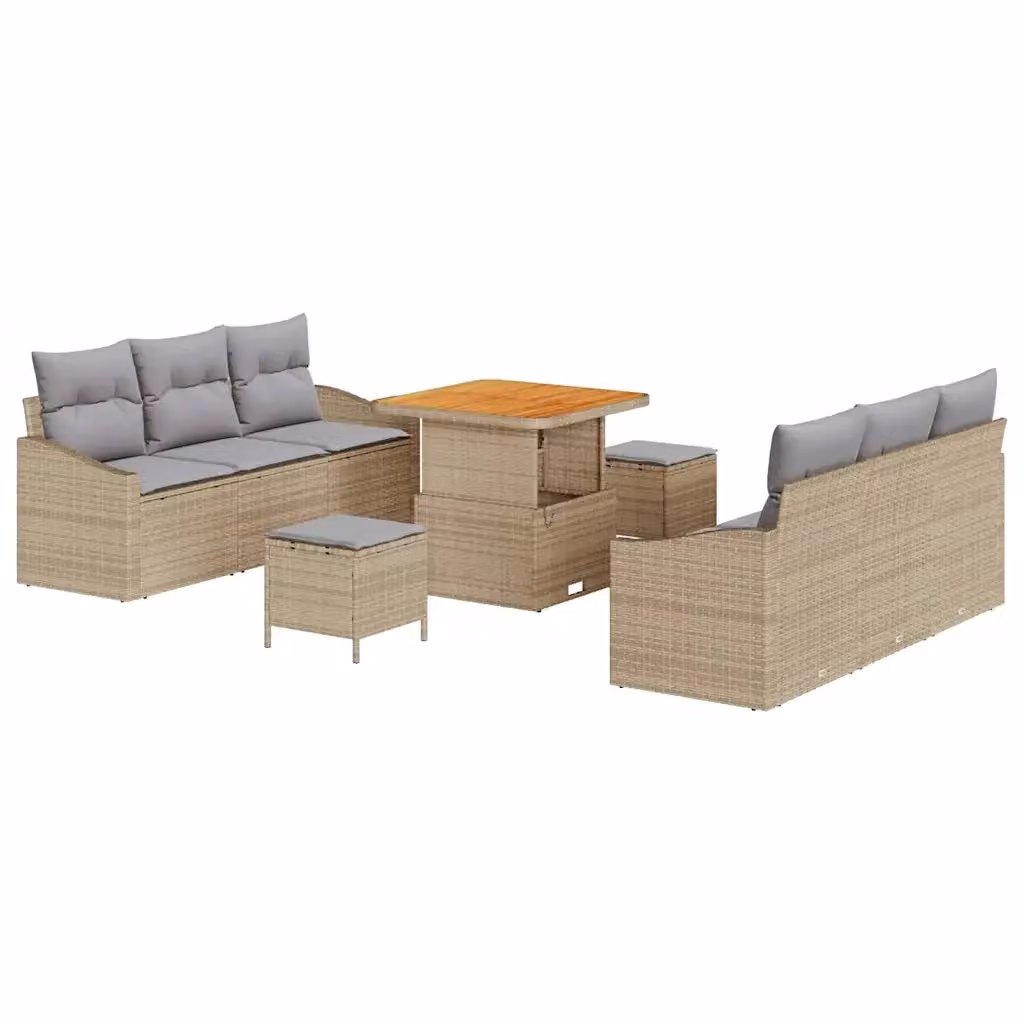 Set Divano da Giardino Moderno vidaXL a 8 Posti con Cuscini e Tavolino, Colore Grigio o Beige – 2