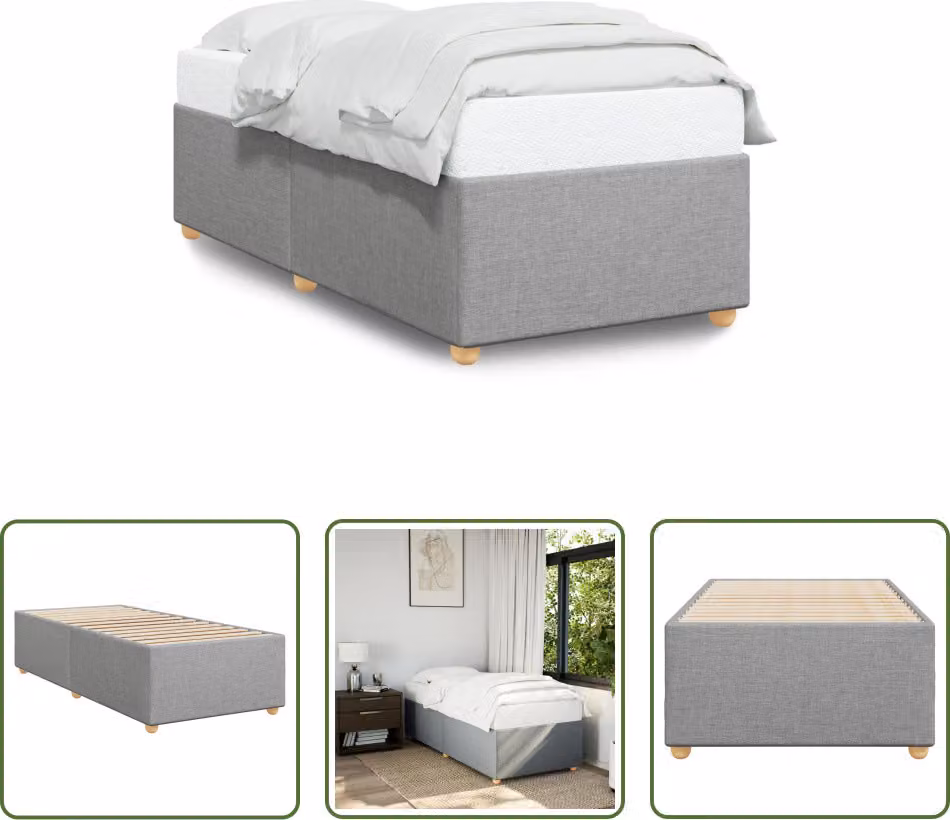 The Living Store Struttura letto grigio chiaro 80x200 cm in tessuto
