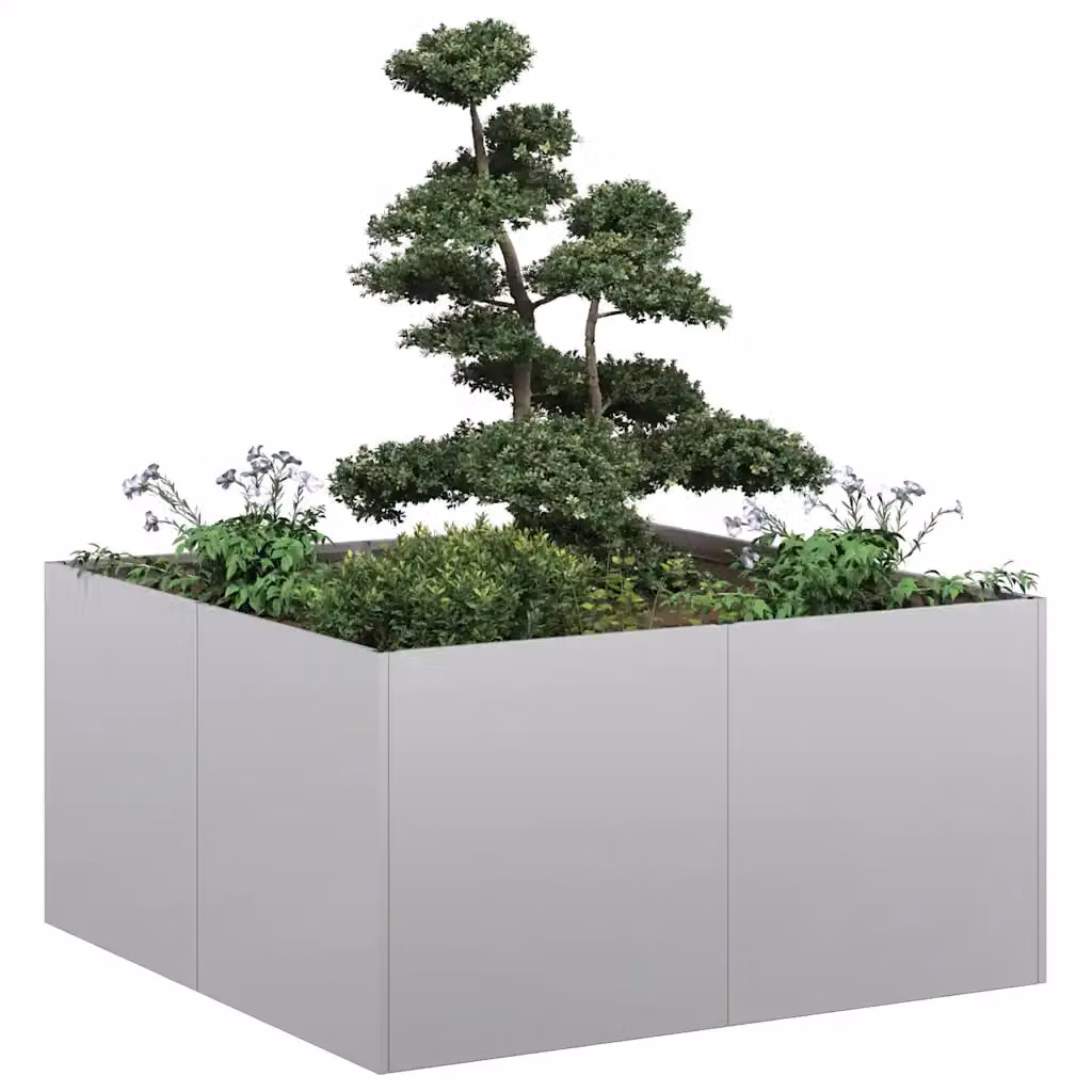 Fioriera vidaXL in acciaio zincato grigio L: 80 cm, P: 80 cm, H: 40 cm