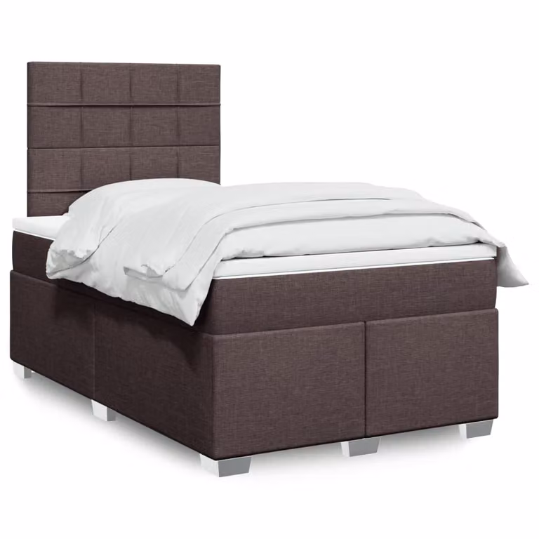 vidaXL Letto Ibrido con Materasso in Tessuto Marrone e Bianco L/P/H: 120 x 200 cm