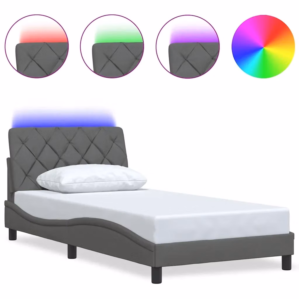 Giroletto vidaXL con LED e porta USB, Grigio Scuro, L: 100 cm, P: 200 cm – 2