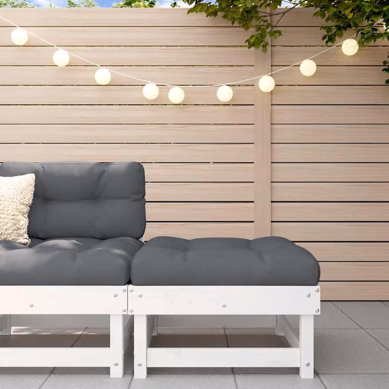 vidaXL Poggiapiedi da Giardino in Legno di Pino con Cuscini Disponibile in Bianco, Antracite o Grigio