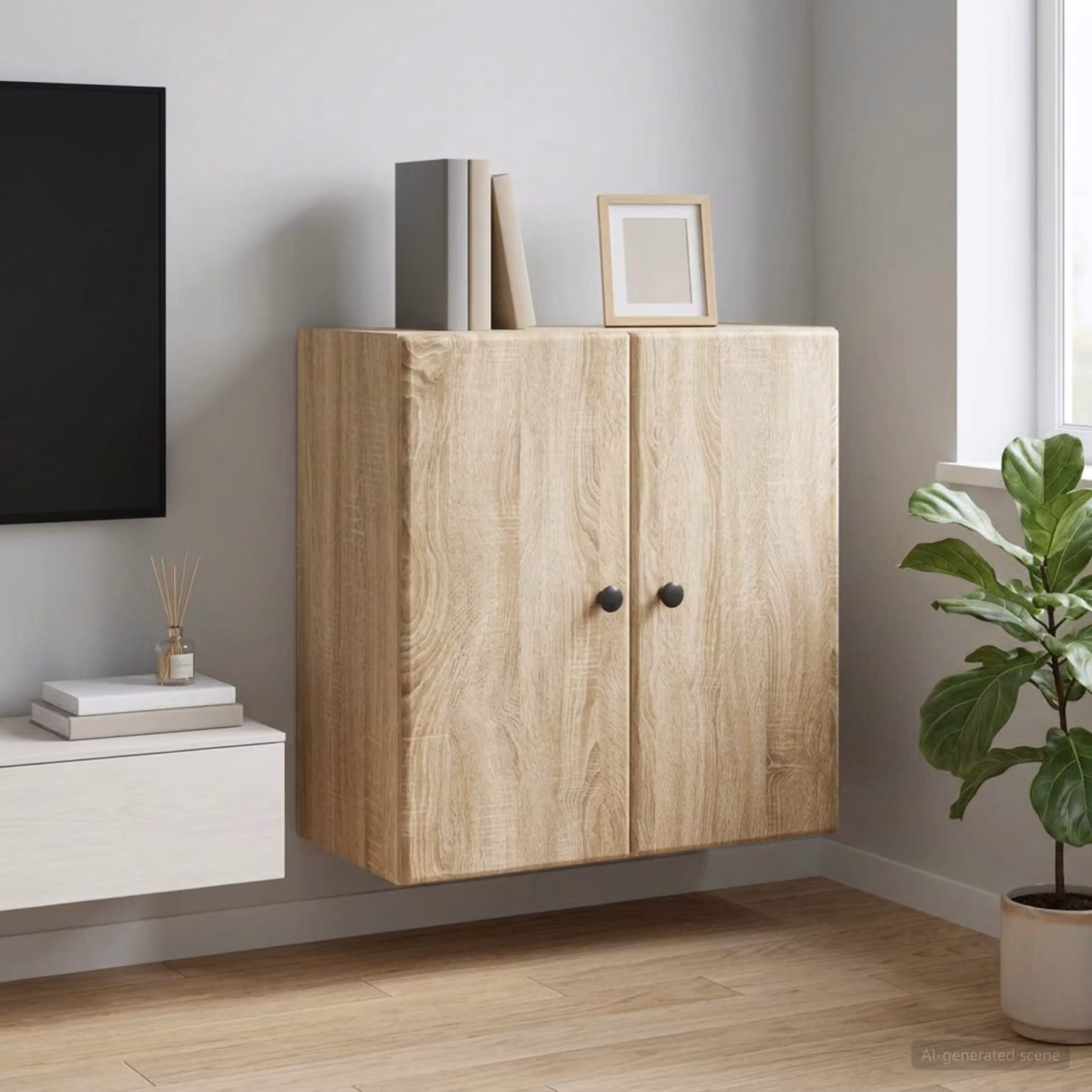 Mobiletto a muro moderno vidaXL in legno marrone con ante a battente e ripiani interni L/P/H: 59 x 31 x 60 cm