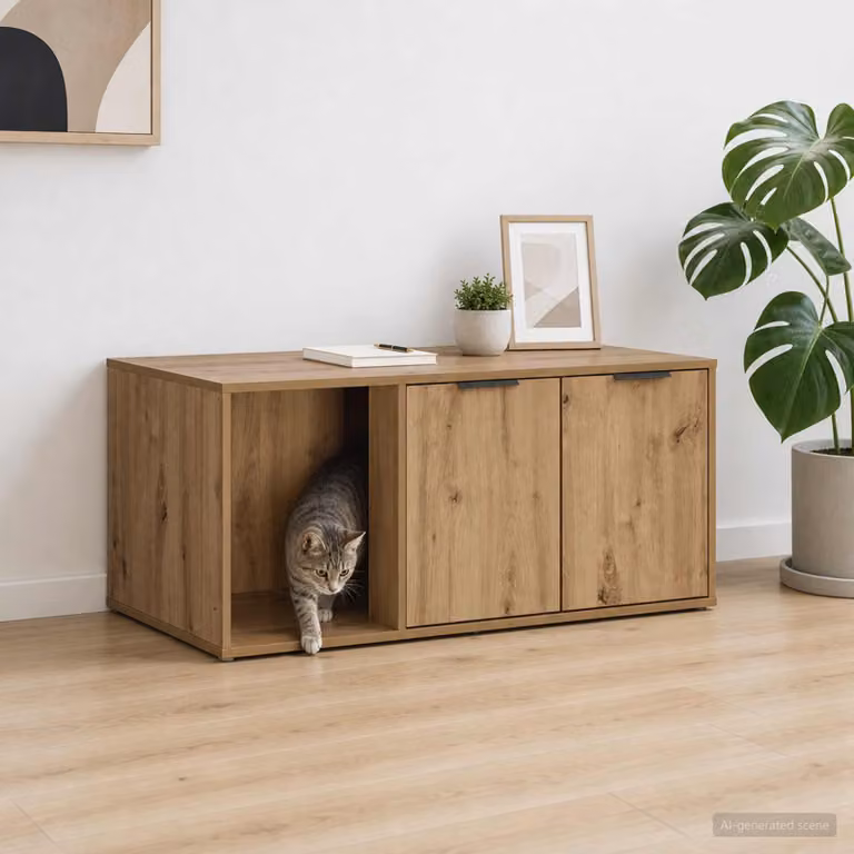 Mobile per gatti vidaXL in legno color rovere marrone L: 100 cm, P: 49 cm, H: 45 cm