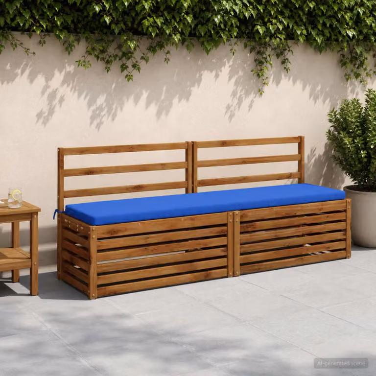 Set di 2 cuscini per panchina vidaXL SOEST in poliestere blu, forma rettangolare con imbottitura in schiuma, L: 180 cm, P: 40 cm, H: 40 cm