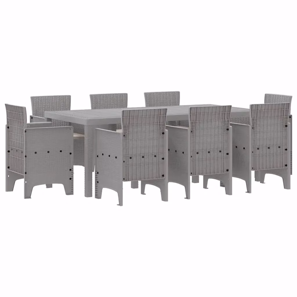 Set da pranzo per giardino e terrazza vidaXL in 9 pezzi Grigio Matt Polipropilene – 2