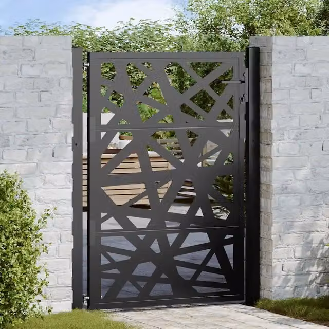 Cancello da giardino nero 100x125 cm in acciaio design leggero 4100950