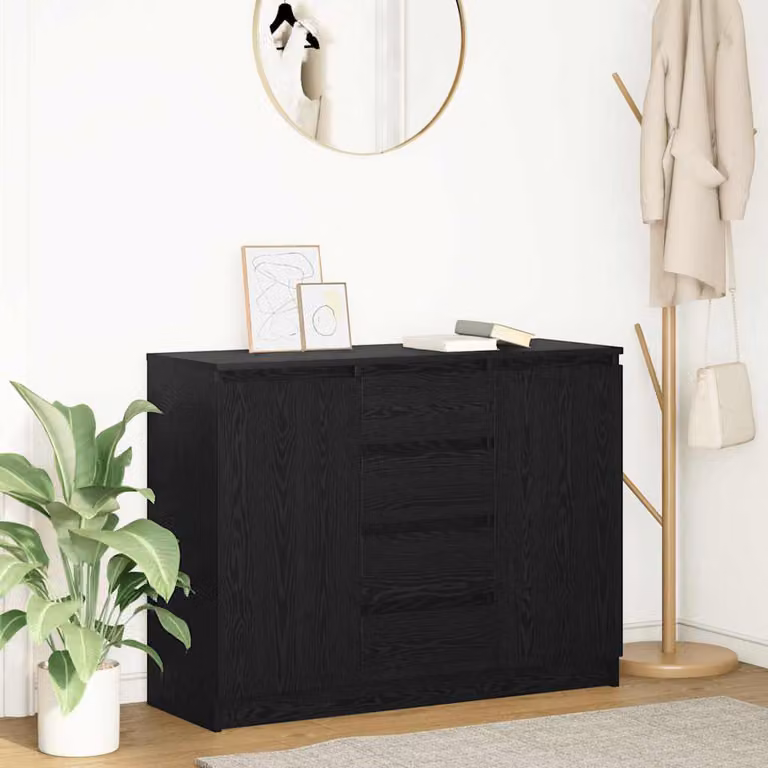 Credenza con cassetti vidaXL in rovere nero e MDF, L: 100,5 cm, P: 35 cm, H: 76 cm