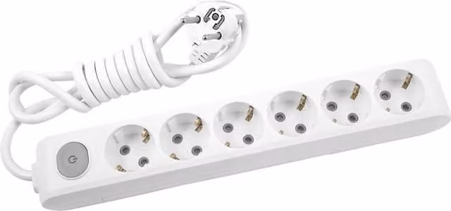 Presa multipla a 6 vie con interruttore 5 m bianco