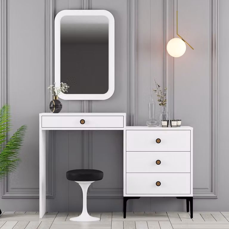 Skye Decor, Lizbon 549 - Bianco, Cassettiere, Bianco, 124 x 84,7 x 40 cm